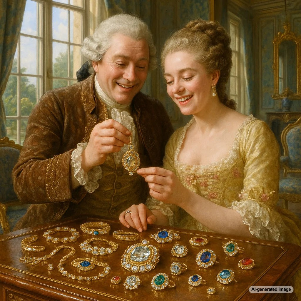 Antique Grand Tour jewelry collection featuring cameos and micromosaic pieces from 18th century European aristocracy