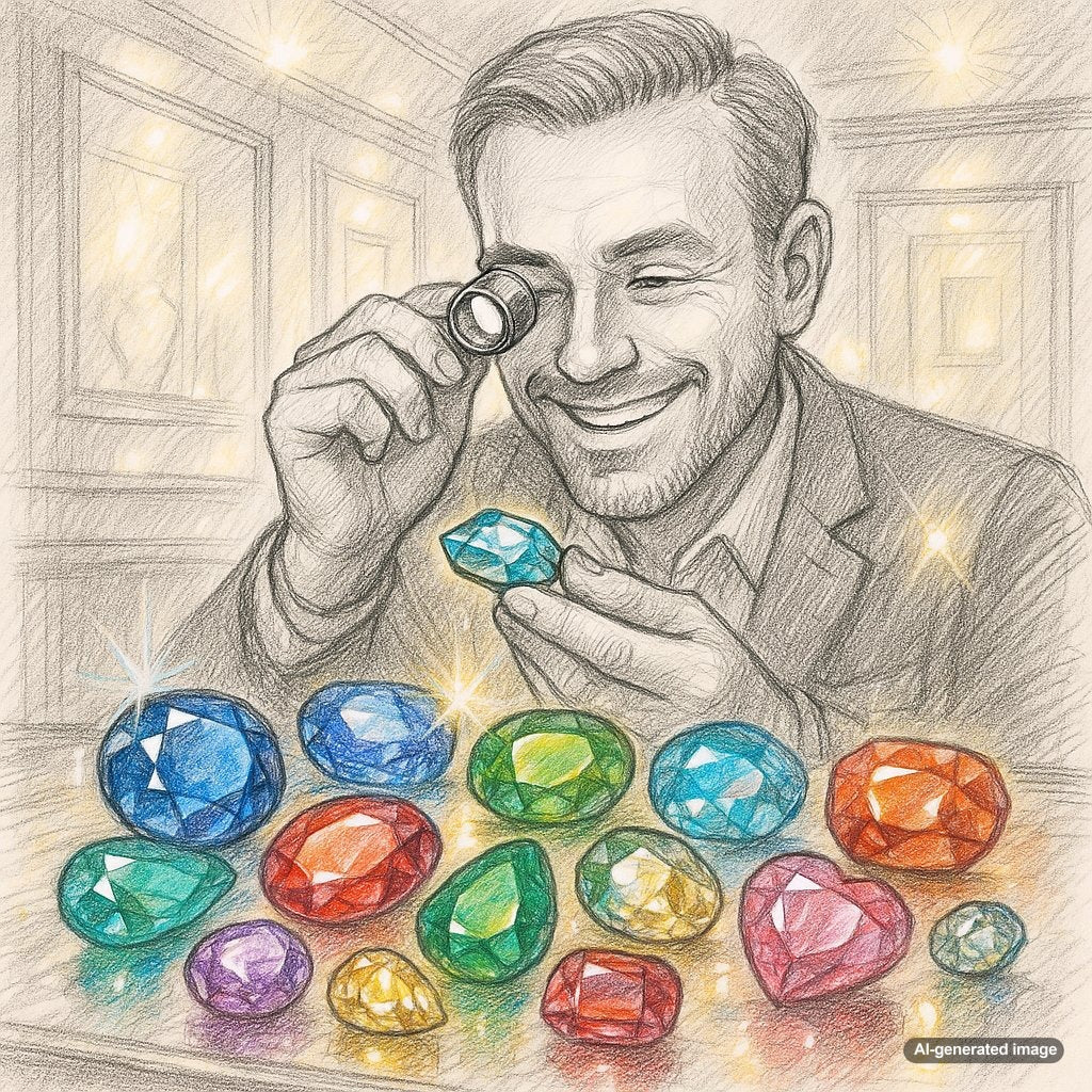Colorful array of gemstones including rubies, sapphires, and emeralds showcasing nature's chemical artistry