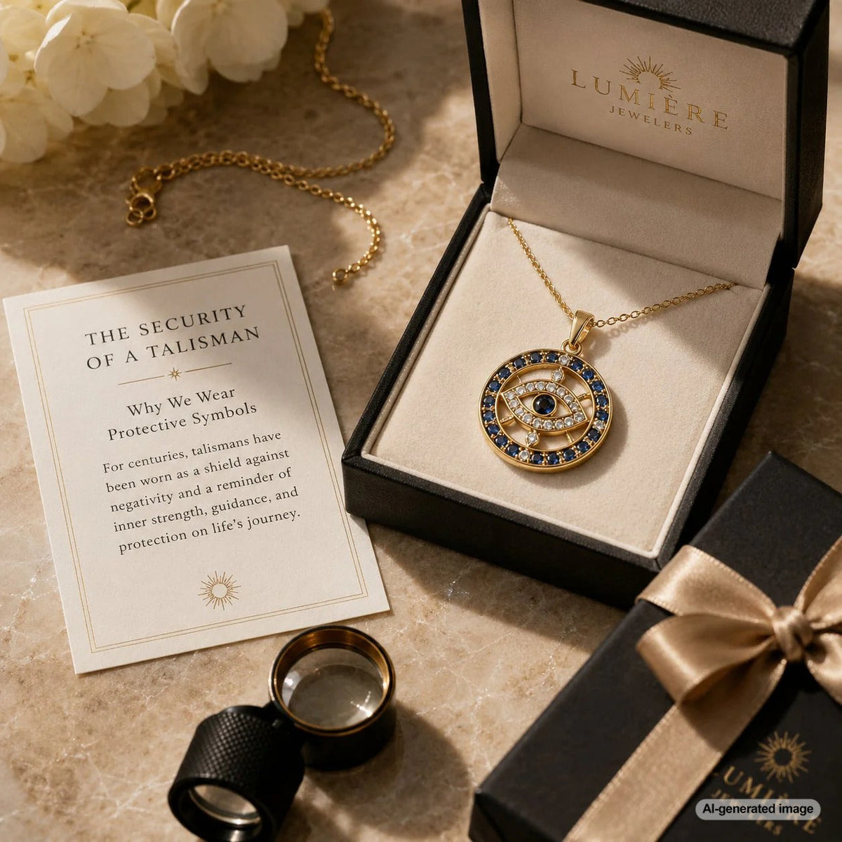A curated collection of protective symbol jewelry including Evil Eye and Hamsa hand designs from Robinson's Jewelers