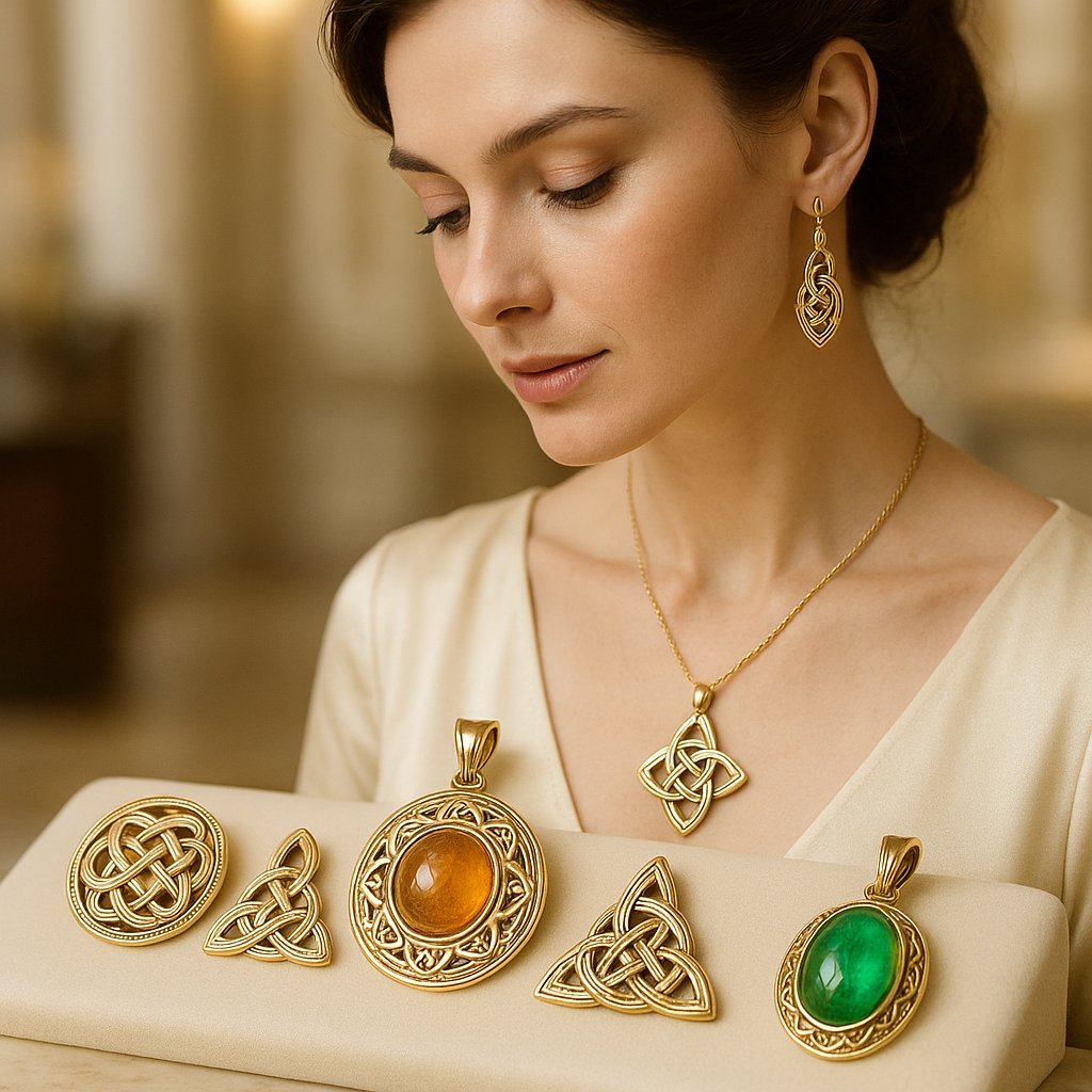 Traditional Celtic knotwork jewelry featuring intricate silver designs showcasing ancient symbolism and modern craftsmanship