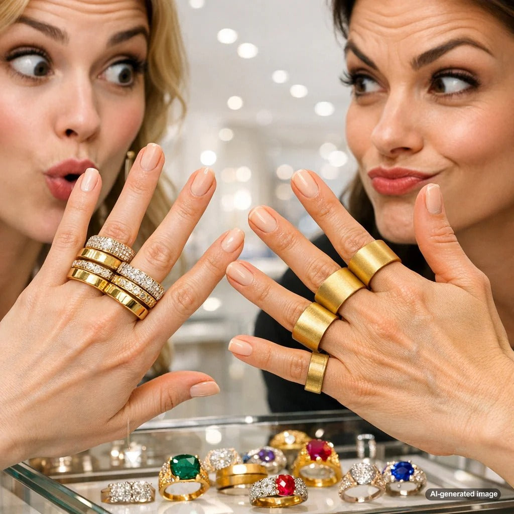 A stunning ring showcasing the juxtaposition of high polish and matte finishes, a key jewelry trend from Robinson's Jewelers.