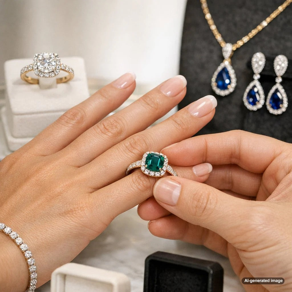 A collage representing the This or That game featuring two stunning ring options from Robinson's Jewelers for customer voting and engagement.