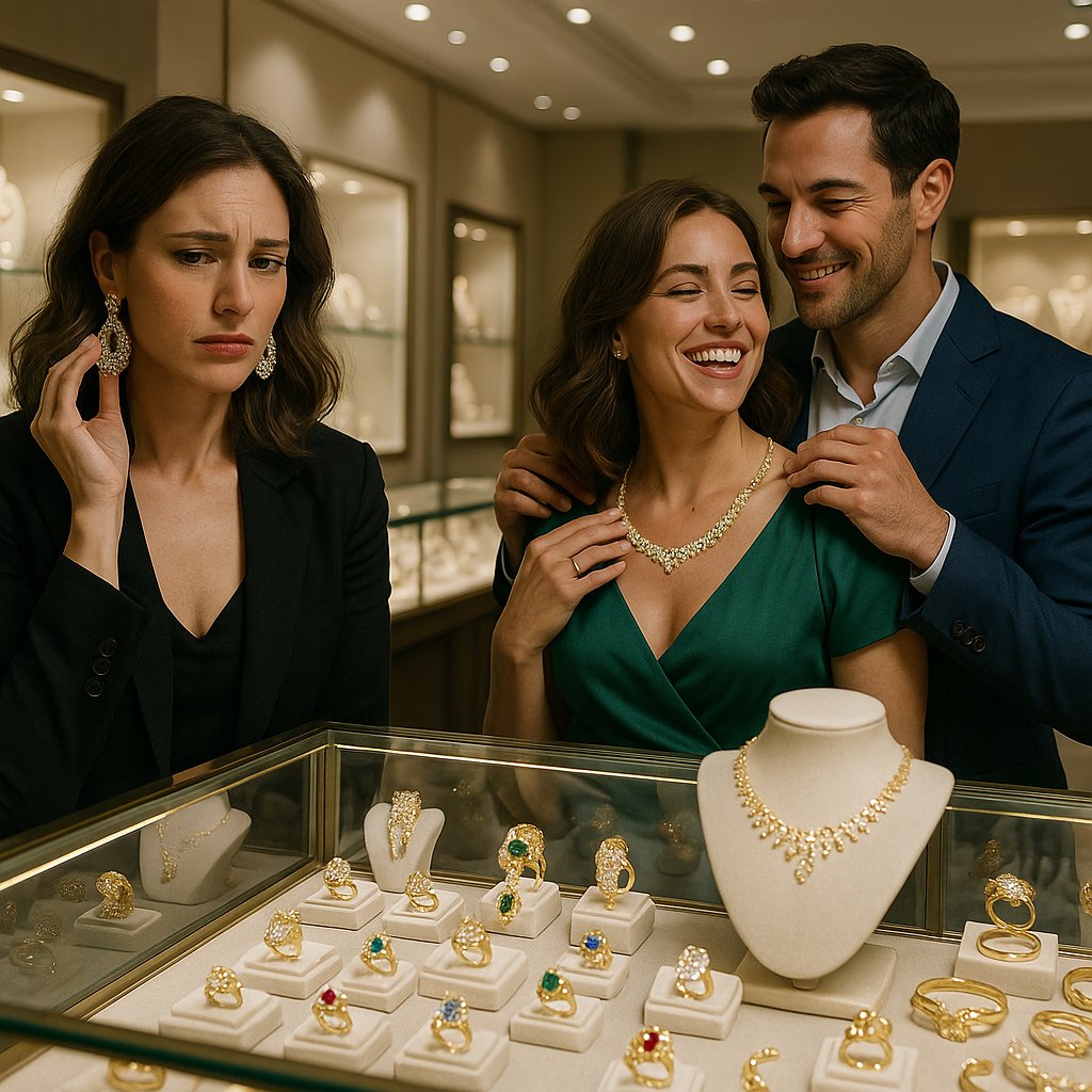 Close up comparison of hypoallergenic nickel free jewelry versus costume jewelry on skin