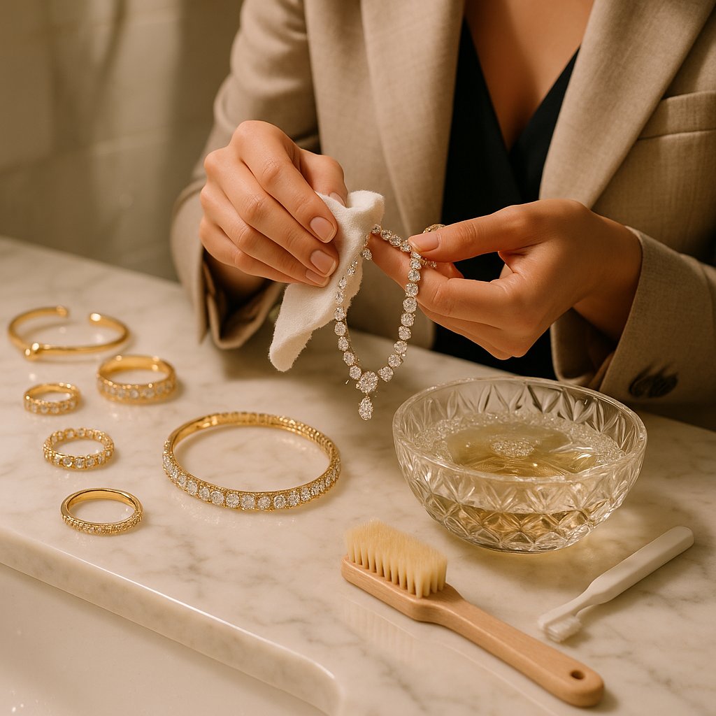 Ultimate jewelry cleaning guide showing proper at-home care for rings, necklaces and other fine jewelry pieces