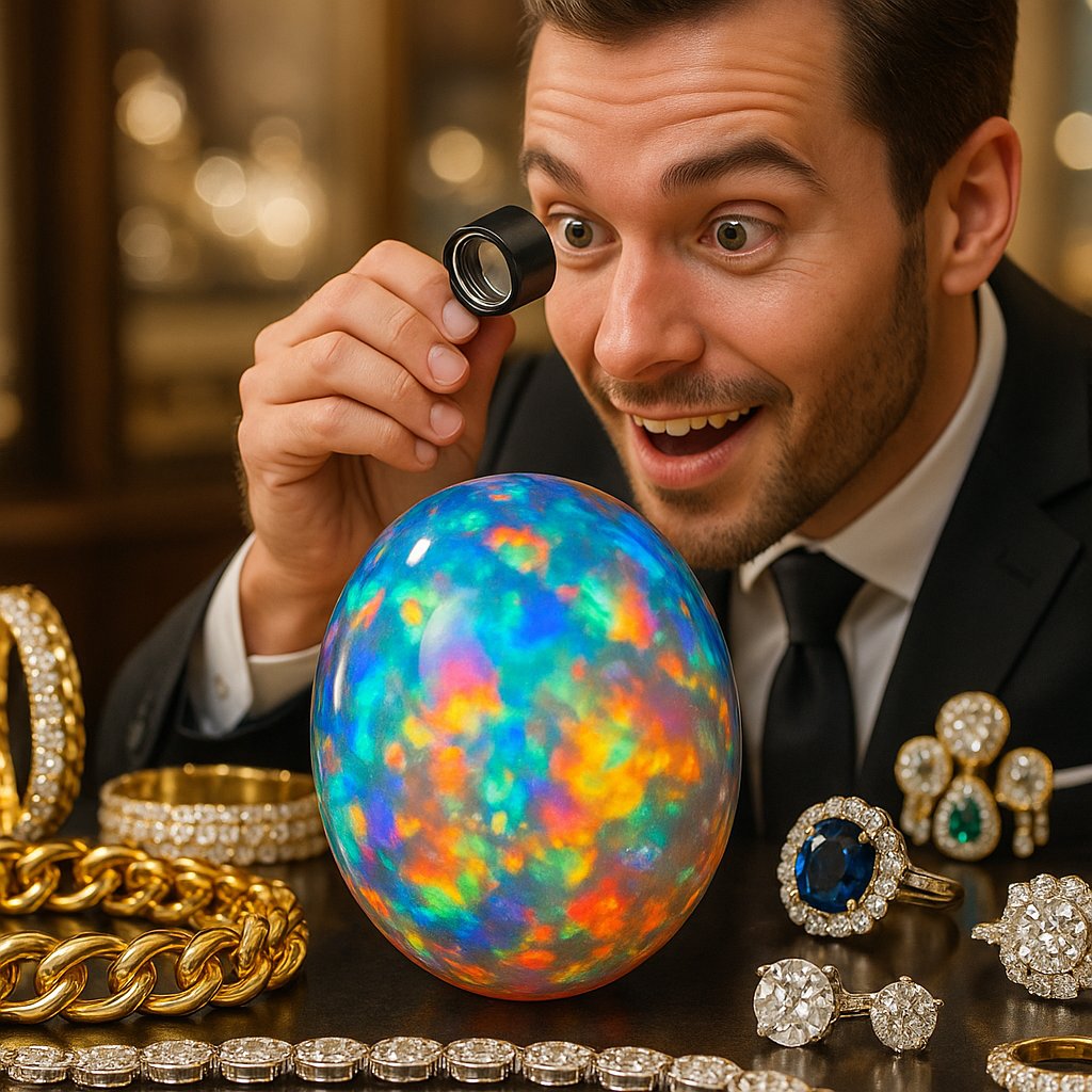 A stunning close-up of a precious opal showing its spectacular play-of-color against a dark background