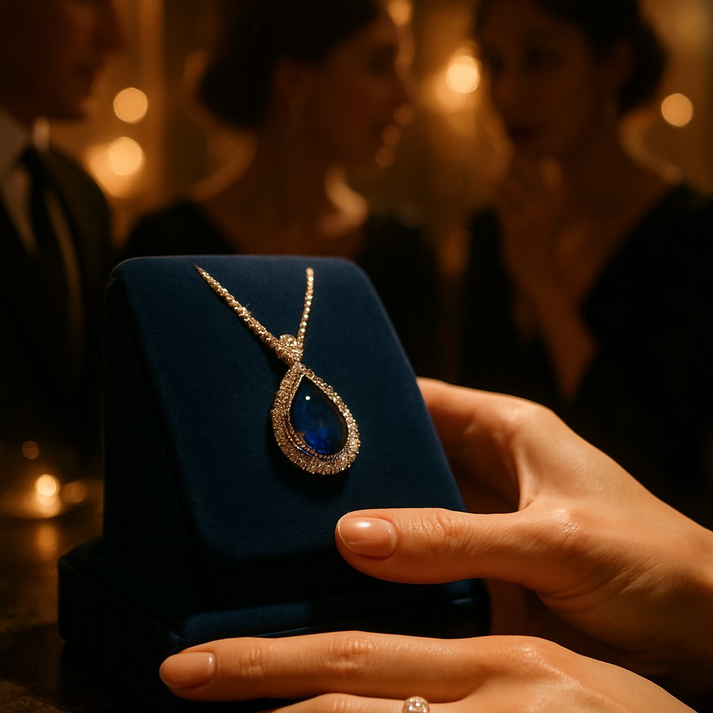 Mysterious missing jewelry pieces with a dark background and dramatic lighting