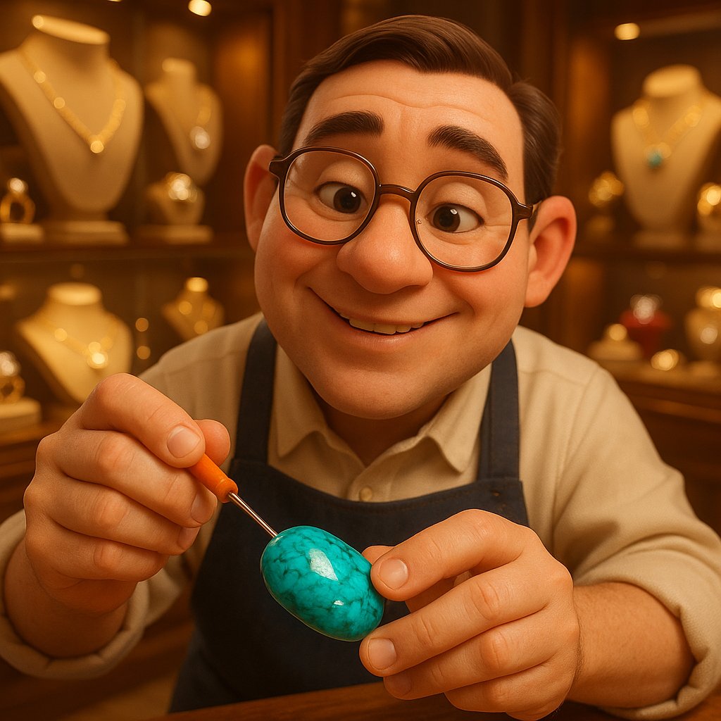 Close-up image of stunning stabilized turquoise gemstones in various jewelry settings, showing vibrant blue color and detailed matrix patterns.