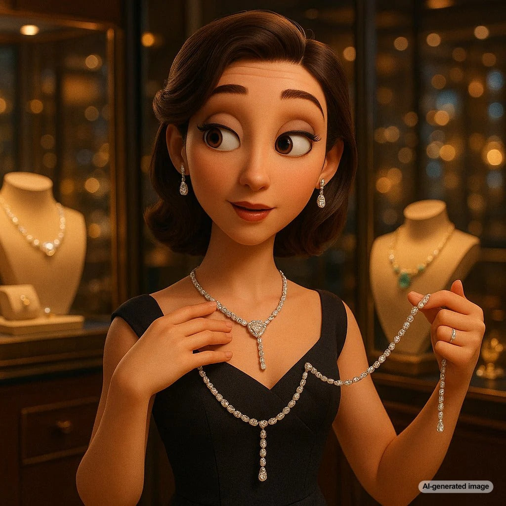A stunning multi-way convertible necklace from Robinson's Jewelers shown in three different stylish configurations
