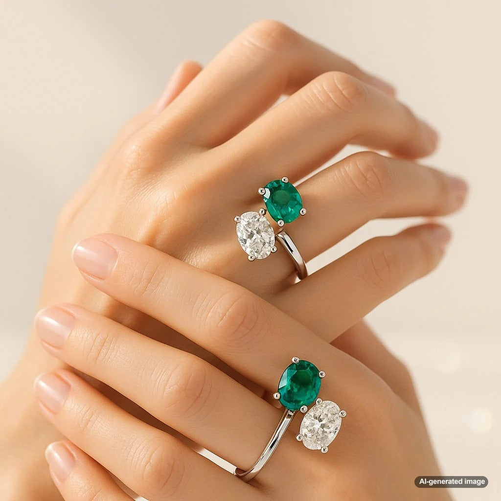 Elegant Toi Et Moi ring featuring two stunning gemstones set in gold, symbolizing the union of two souls