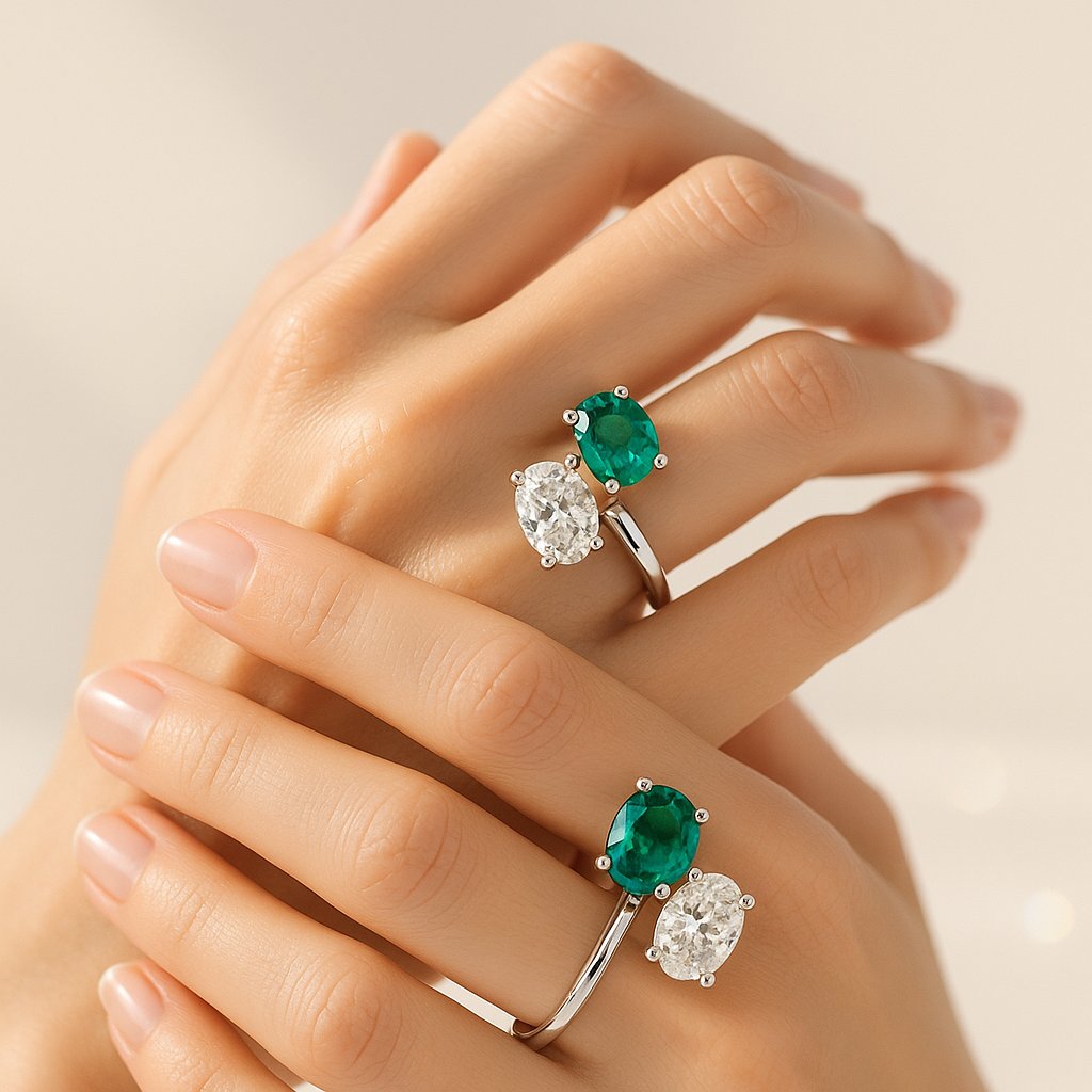 Elegant Toi Et Moi ring featuring two stunning gemstones set in gold, symbolizing the union of two souls