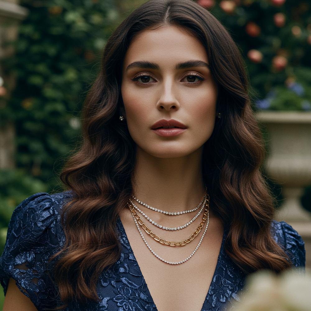 Collection of timeless fine jewelry pieces including diamond earrings, pearl necklace, and gold bracelets displayed elegantly