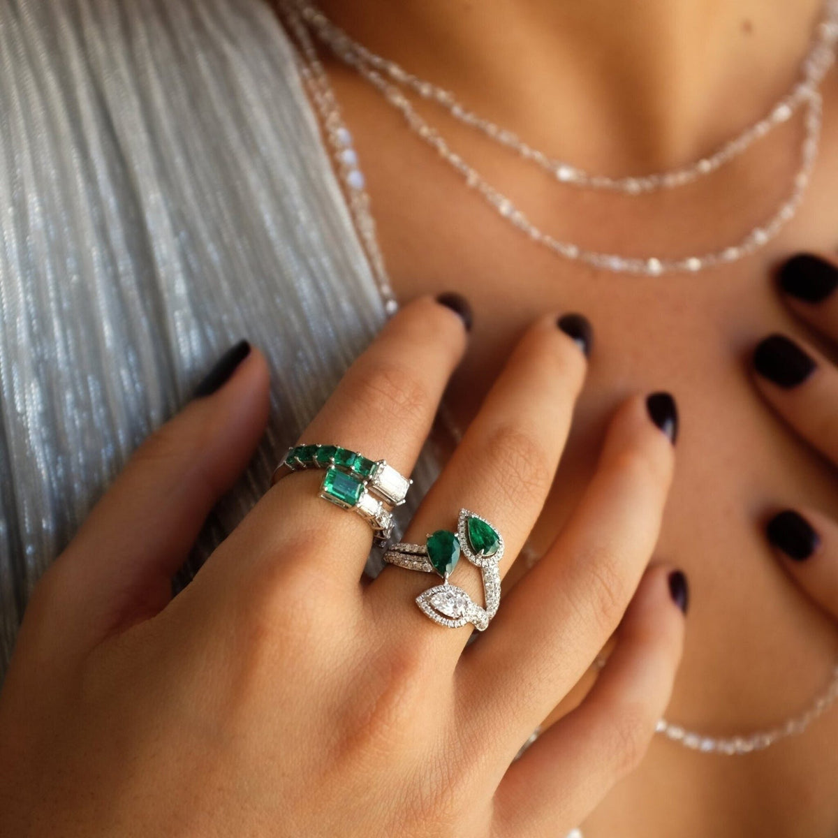 Trinita Ring by Ruchi New York featuring a 1.16-carat emerald and diamonds in an art-nouveau style