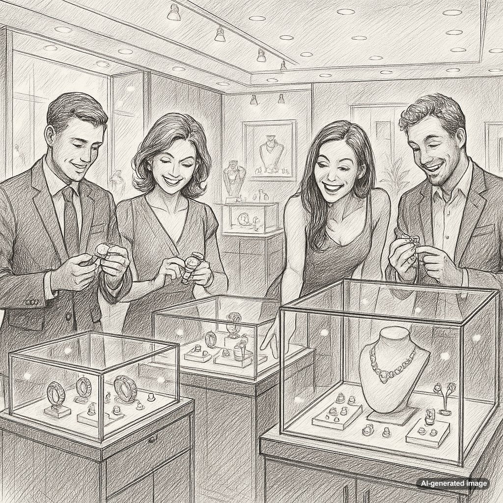 A curated collection of luxury pre-owned watches and fine estate jewelry displayed on velvet