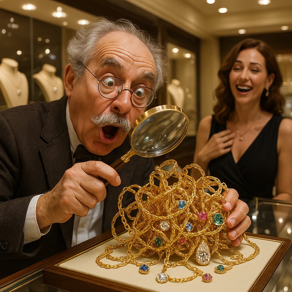 Close up of a delicate gold trace chain necklace with a sparkling pendant, showcasing its fine links and elegant structure.