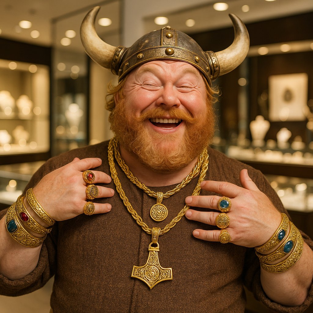 Viking jewelry featuring intricate metalwork and Norse designs including pendants and arm rings