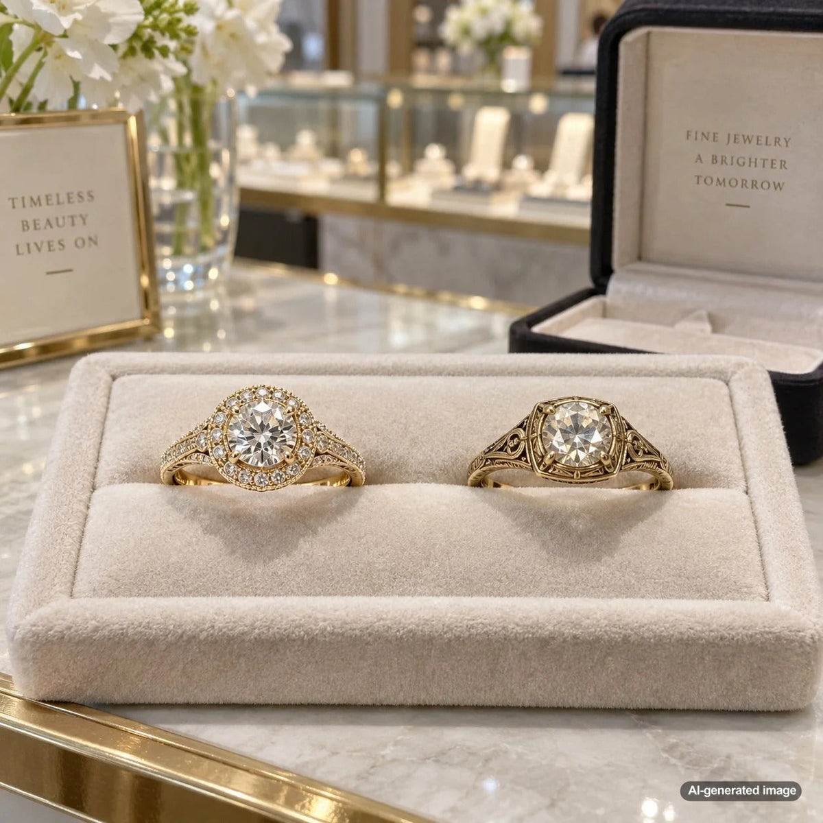 Vintage-inspired and true vintage engagement rings compared for everyday wear