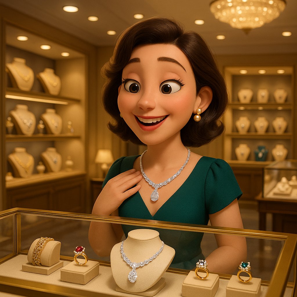 Close up of a woman's hand adorned with multiple sparkling diamond and gold rings, showcasing brilliance and craftsmanship.