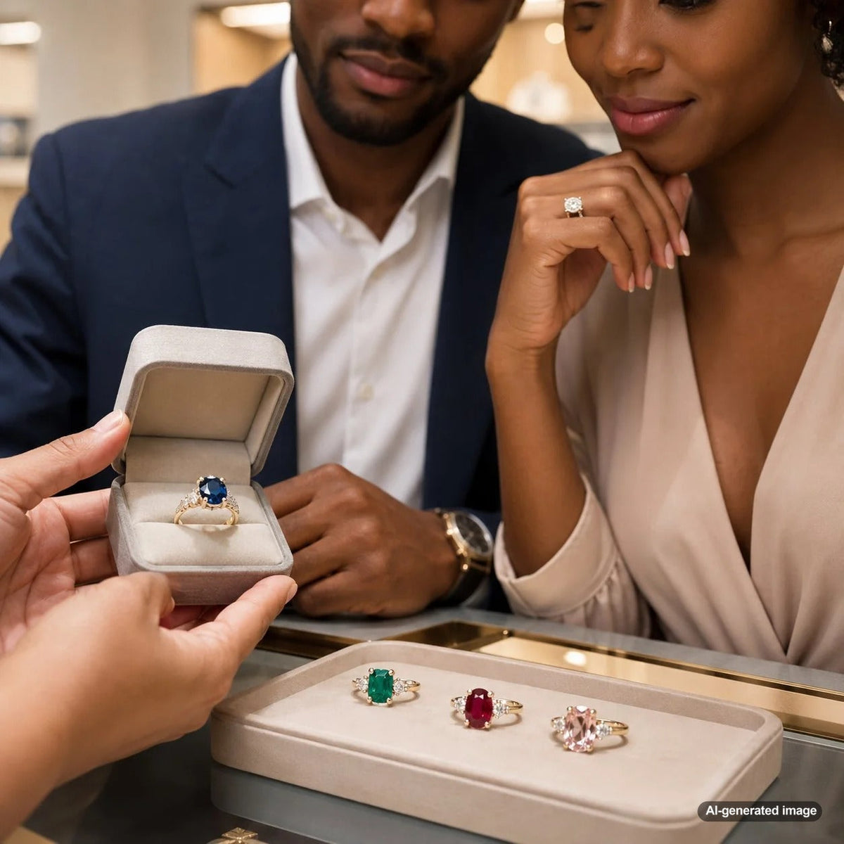 Colorful gemstone engagement rings featuring elegant alternatives to traditional diamond center stones