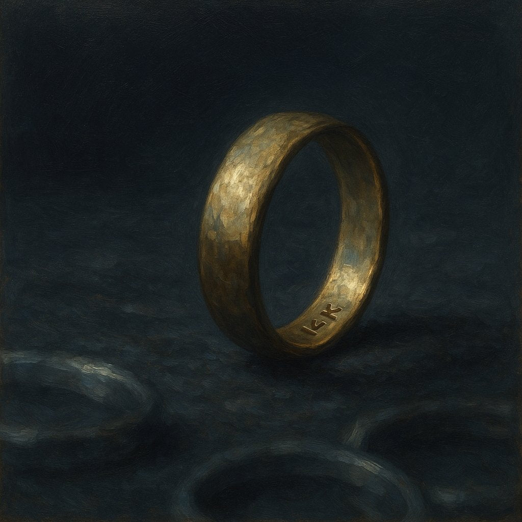 Close-up comparison of 14k gold jewelry showing color variations and texture details