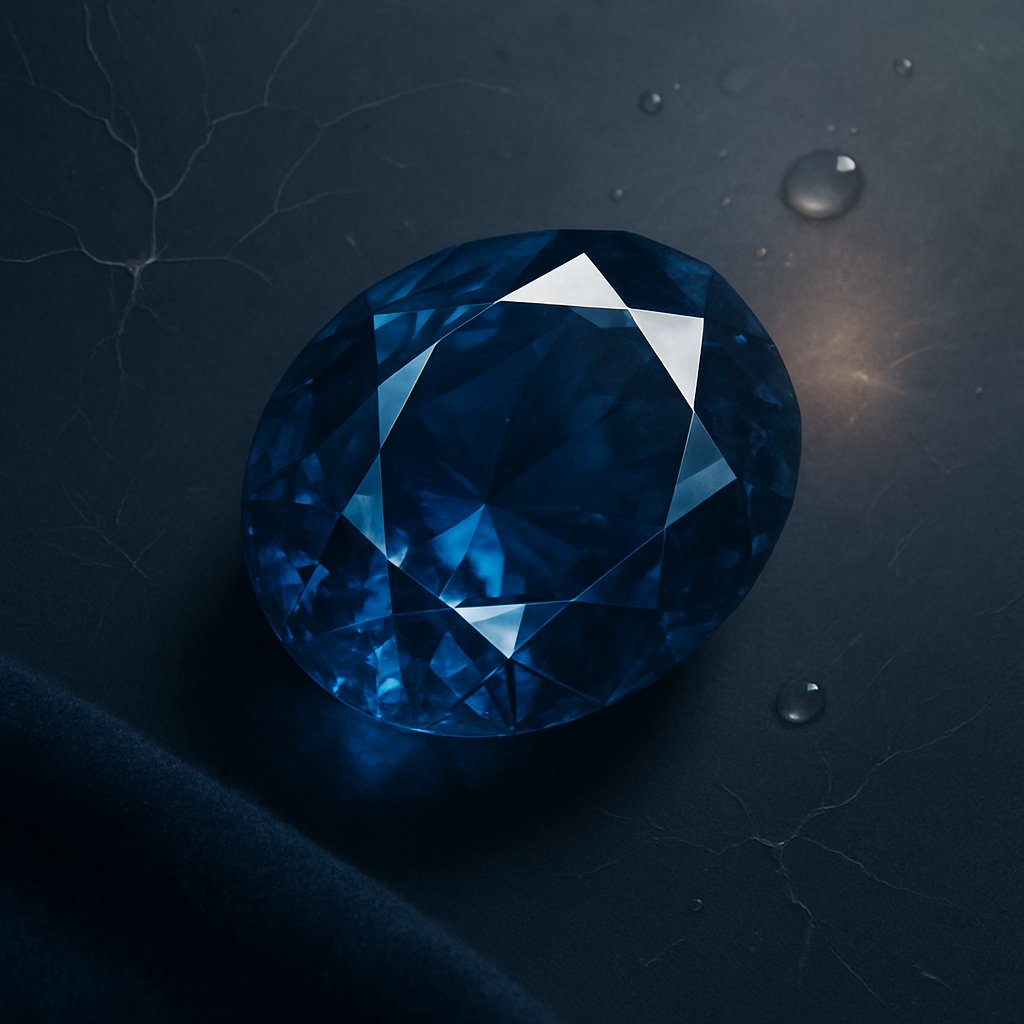 Close-up of a brilliant blue sapphire gemstone in a ring setting
