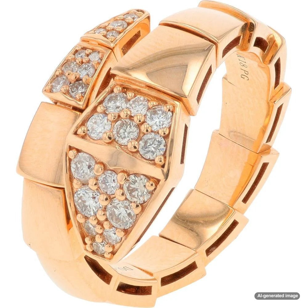 Close-up of a rose gold ring showing its warm, pinkish hue and intricate details