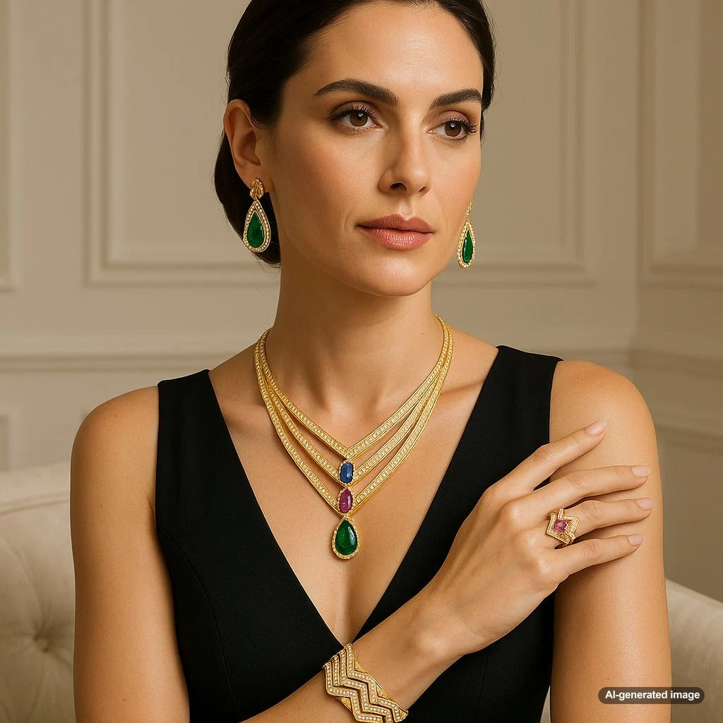 Elegant chevron pattern jewelry featuring diamond and gold designs from Robinson's Jewelers collection