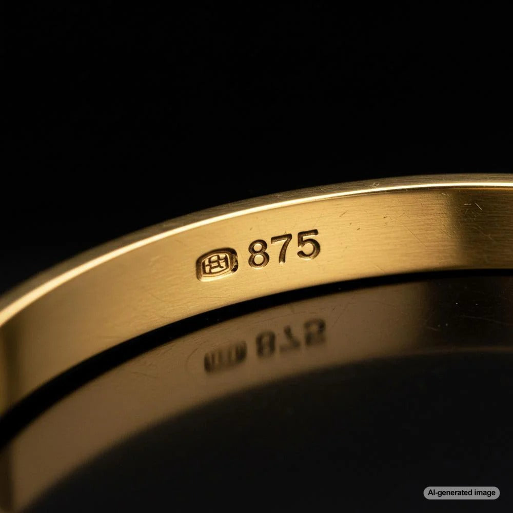 Gold jewelry with 875 hallmark stamp