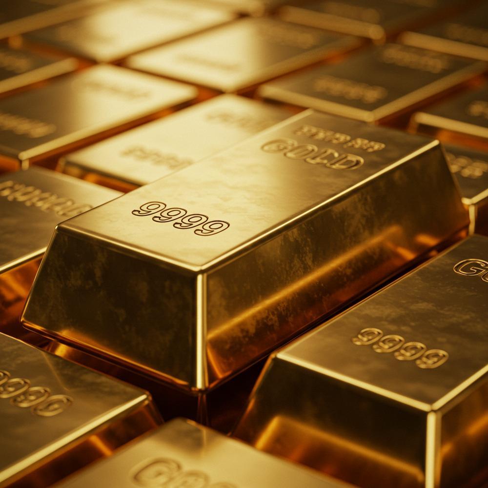 Close-up of a 9999 gold bar showcasing its purity