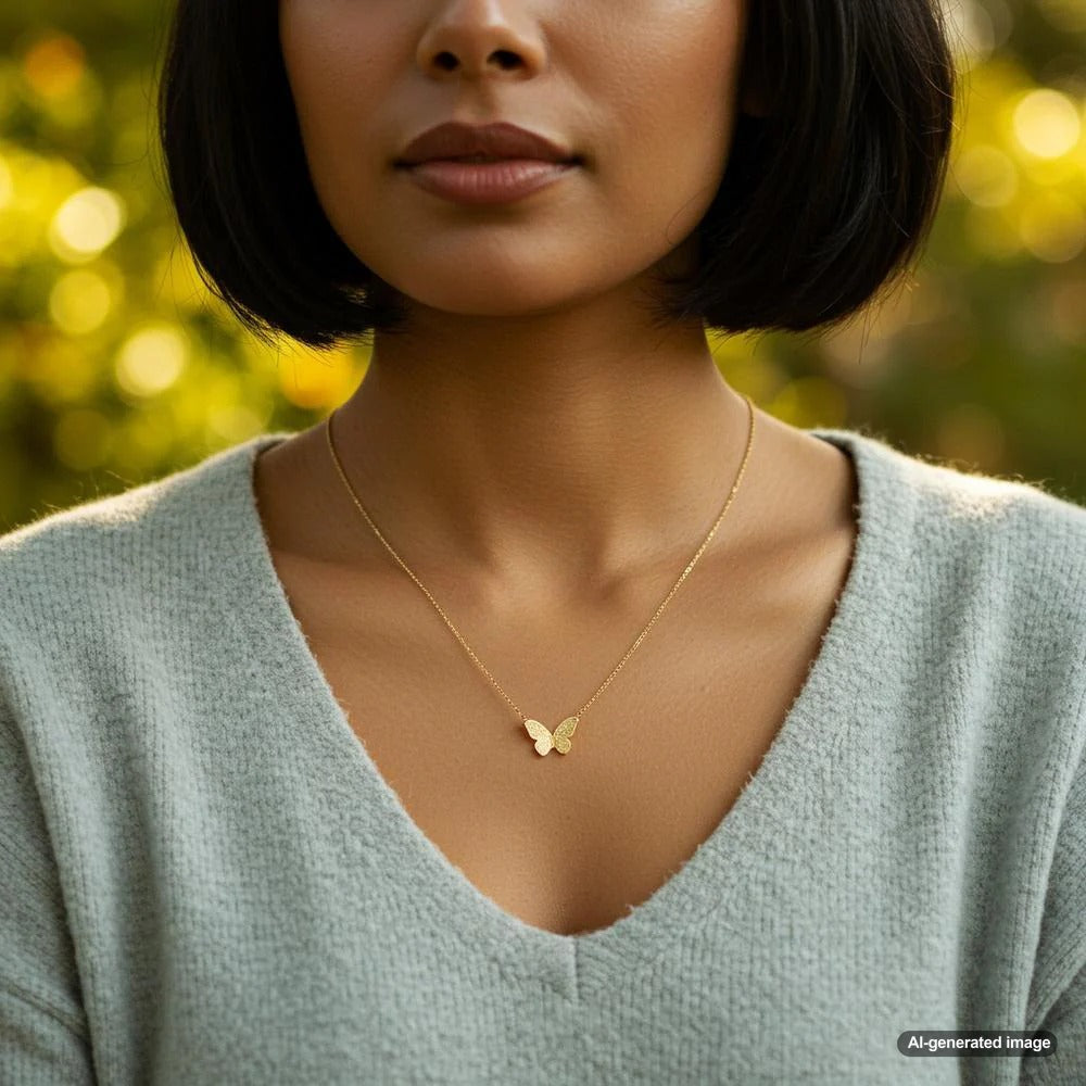 Elegant butterfly necklace symbolizing transformation and beauty