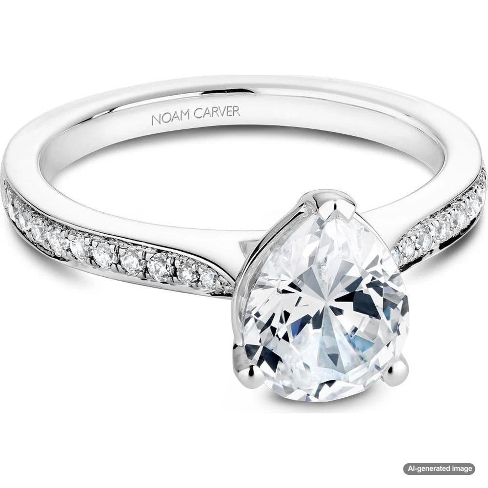 A stunning pear-shaped diamond displayed in an elegant ring setting.