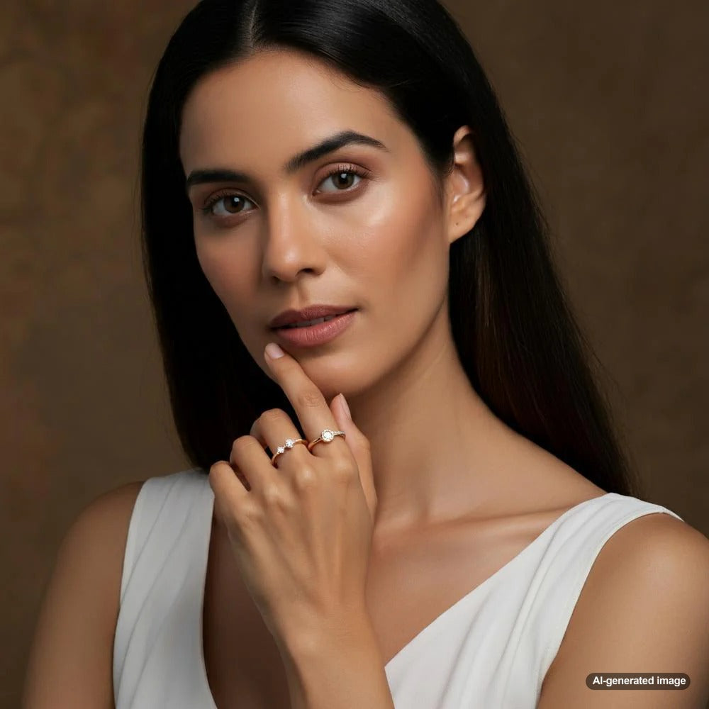Woman wearing a ring on her middle finger