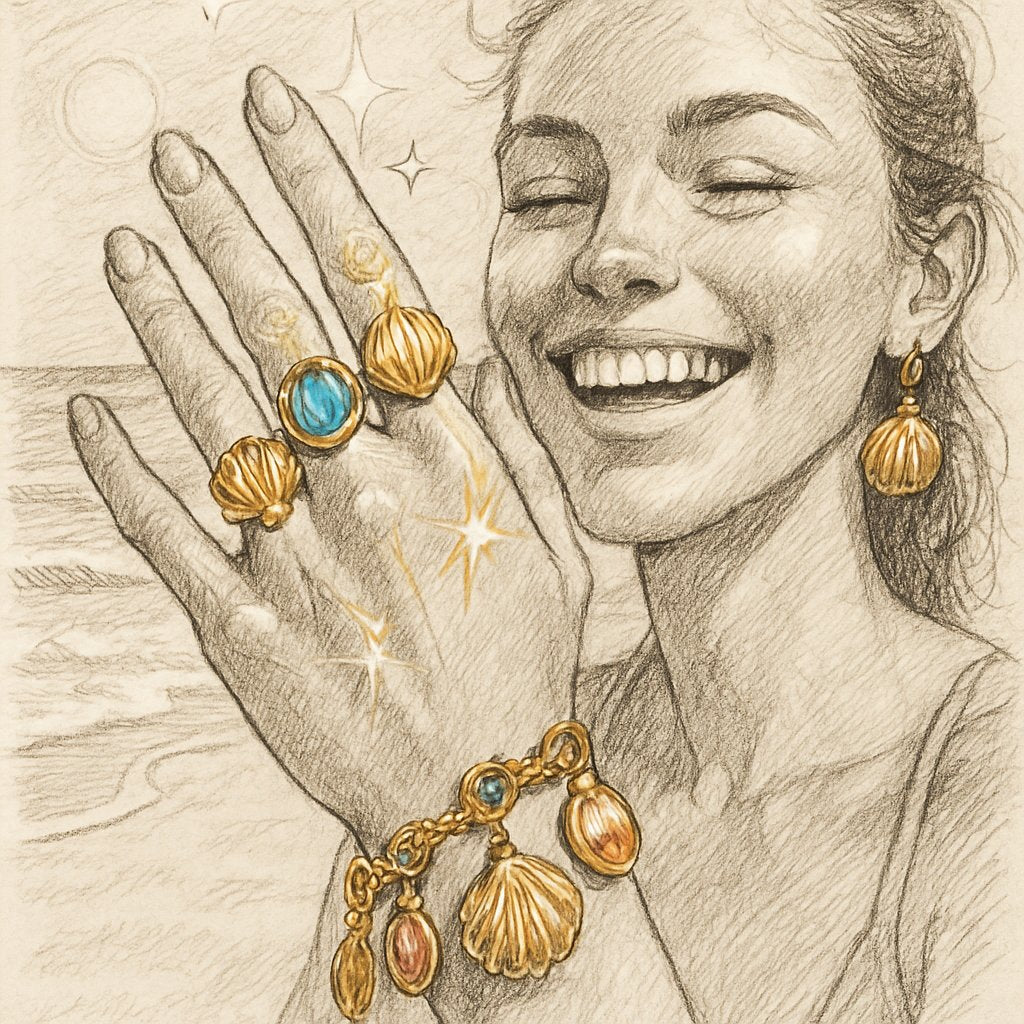 Luxury diamond and gold shell jewelry collection from Robinson's Jewelers featuring elegant coastal-inspired designs