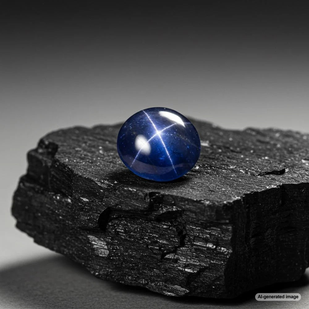 A stunning star sapphire gemstone showcasing its signature star-like asterism.