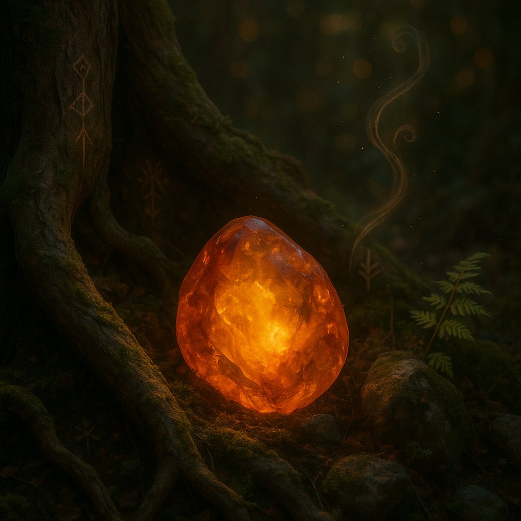 Close-up of glowing amber jewelry pieces showcasing warm honey tones and natural inclusions