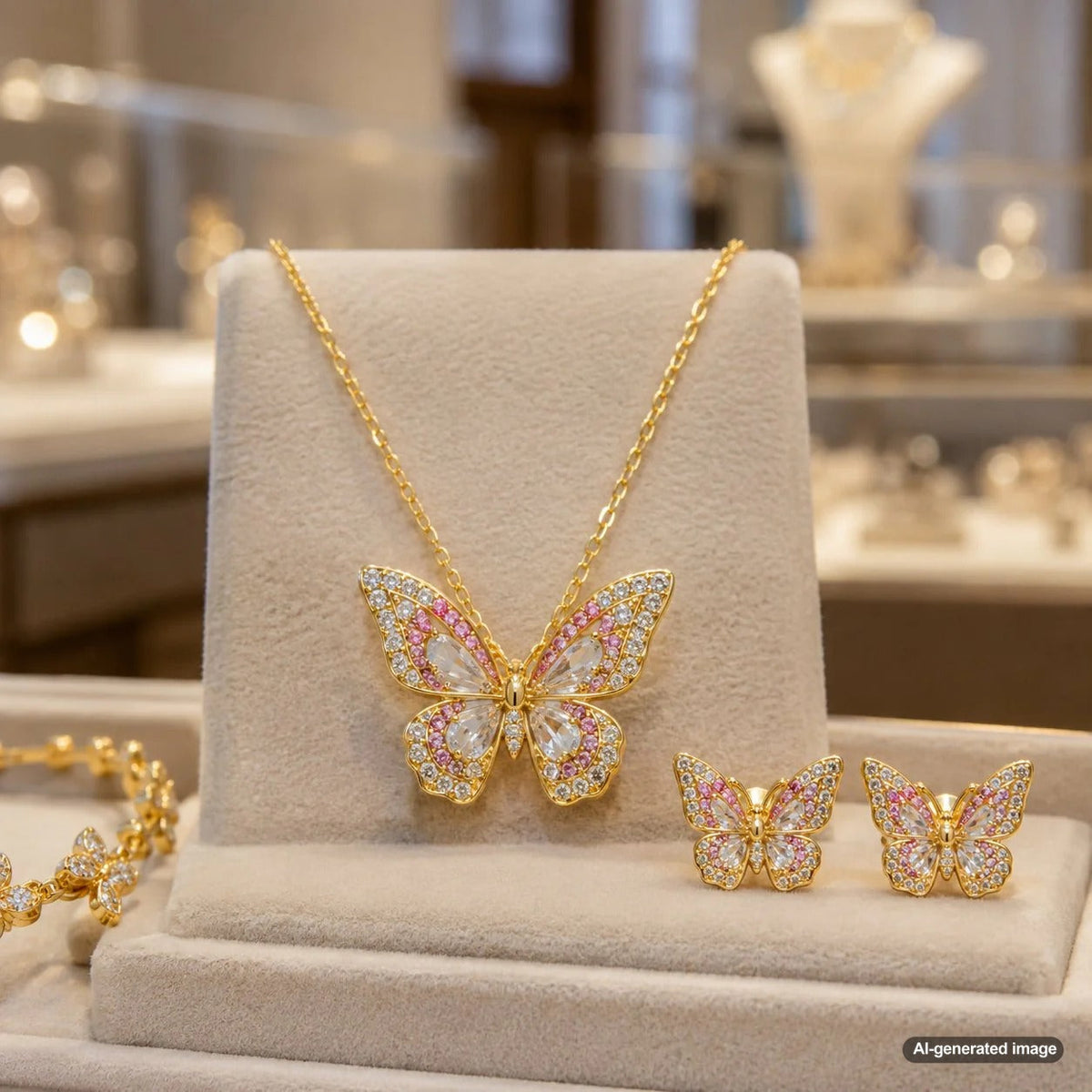 A delicate butterfly pendant from Robinson's Jewelers symbolizing transformation and grace.