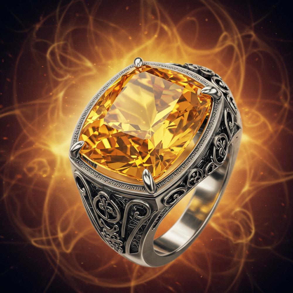 Natural citrine gemstone jewelry sparkling in sunlight