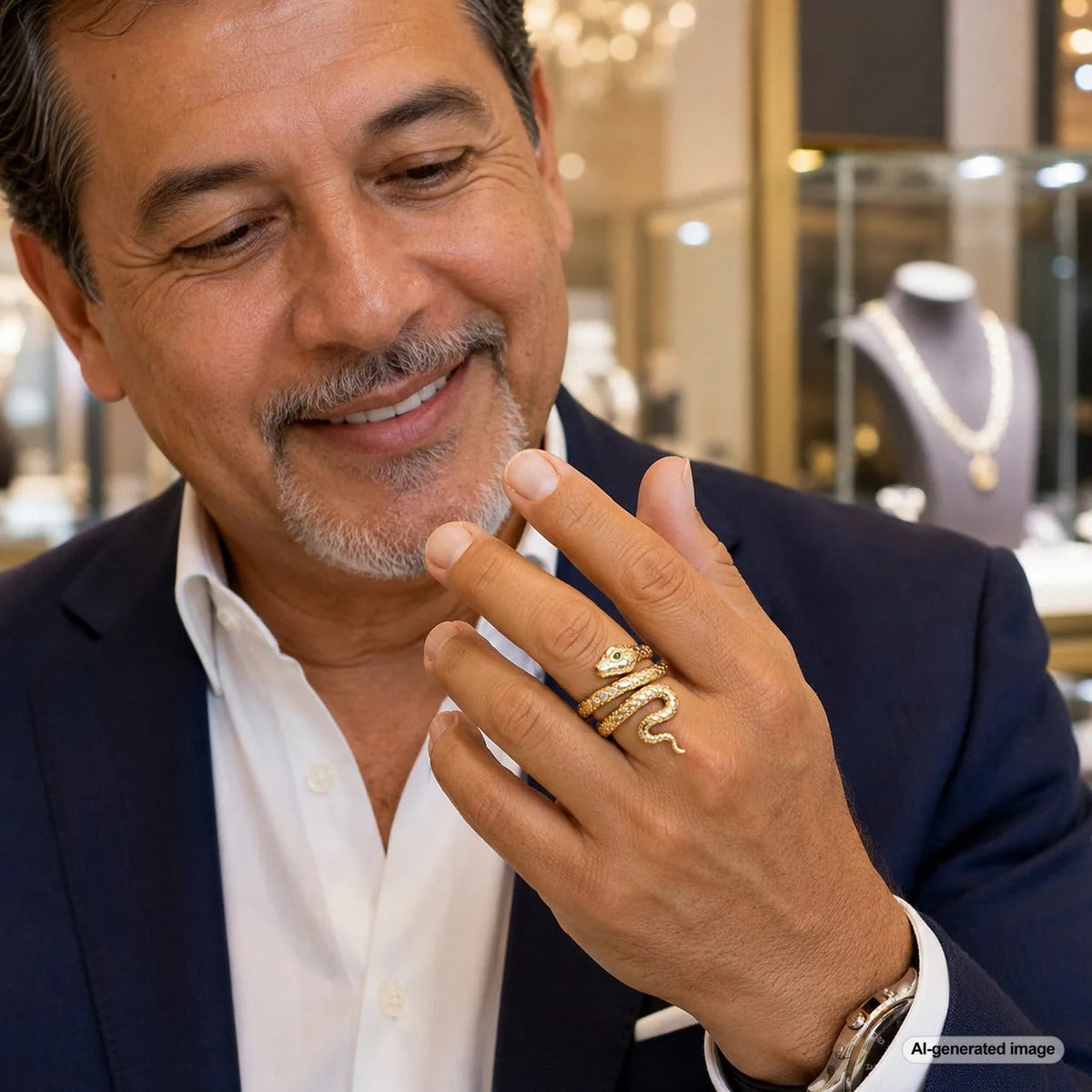 A curated selection of exquisite snake jewelry pieces from Robinson's Jewelers, showcasing gold, diamond, and gemstone serpent designs.