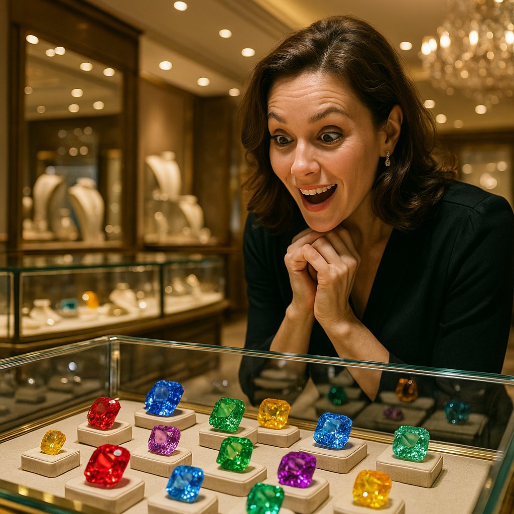 An elegant assortment of stress-relieving gemstone jewelry including amethyst, rose quartz, and moonstone pieces displayed on velvet