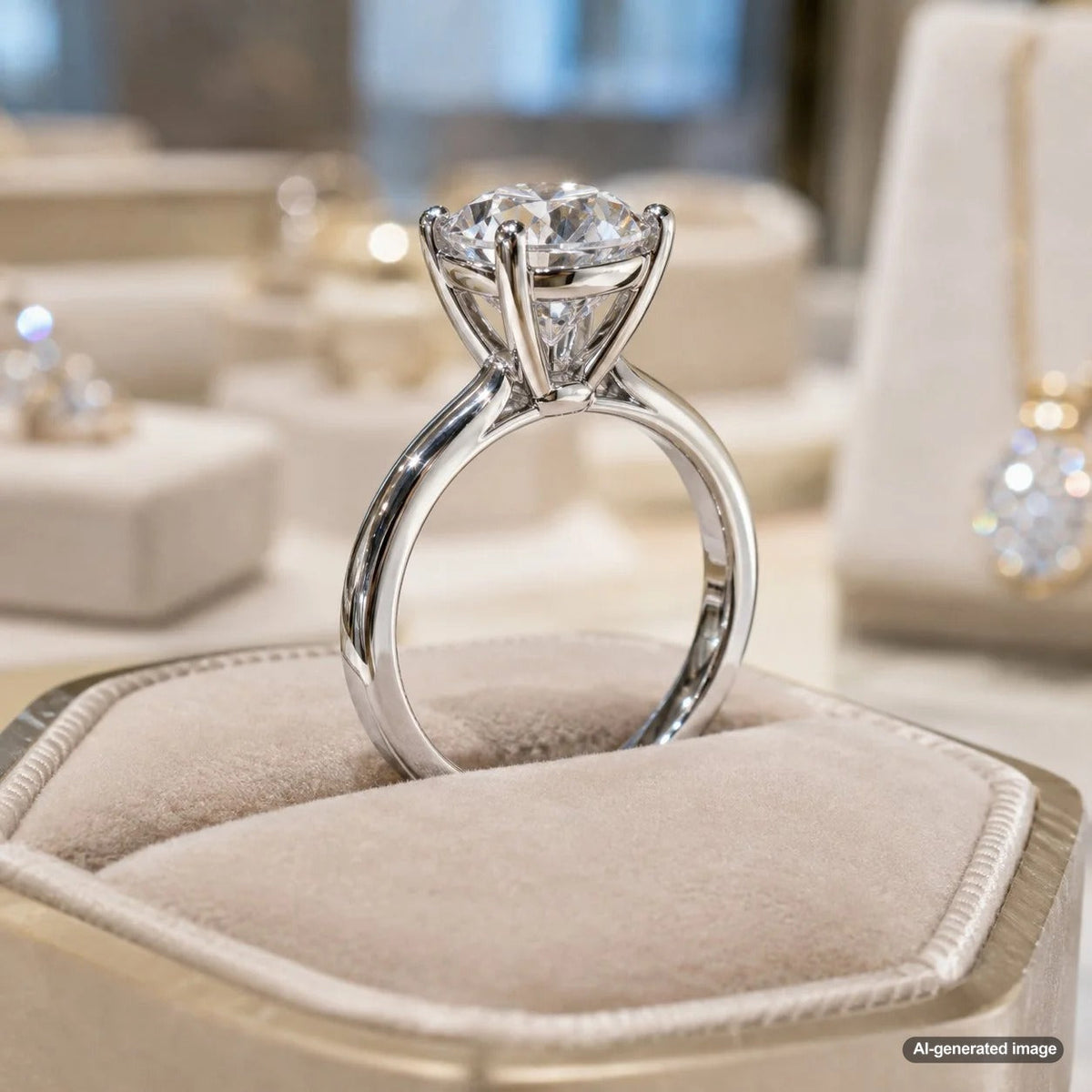 Illustration of a basket setting on an engagement ring showing a diamond nestled in a metal cradle, offering enhanced security and a beautiful side profile.