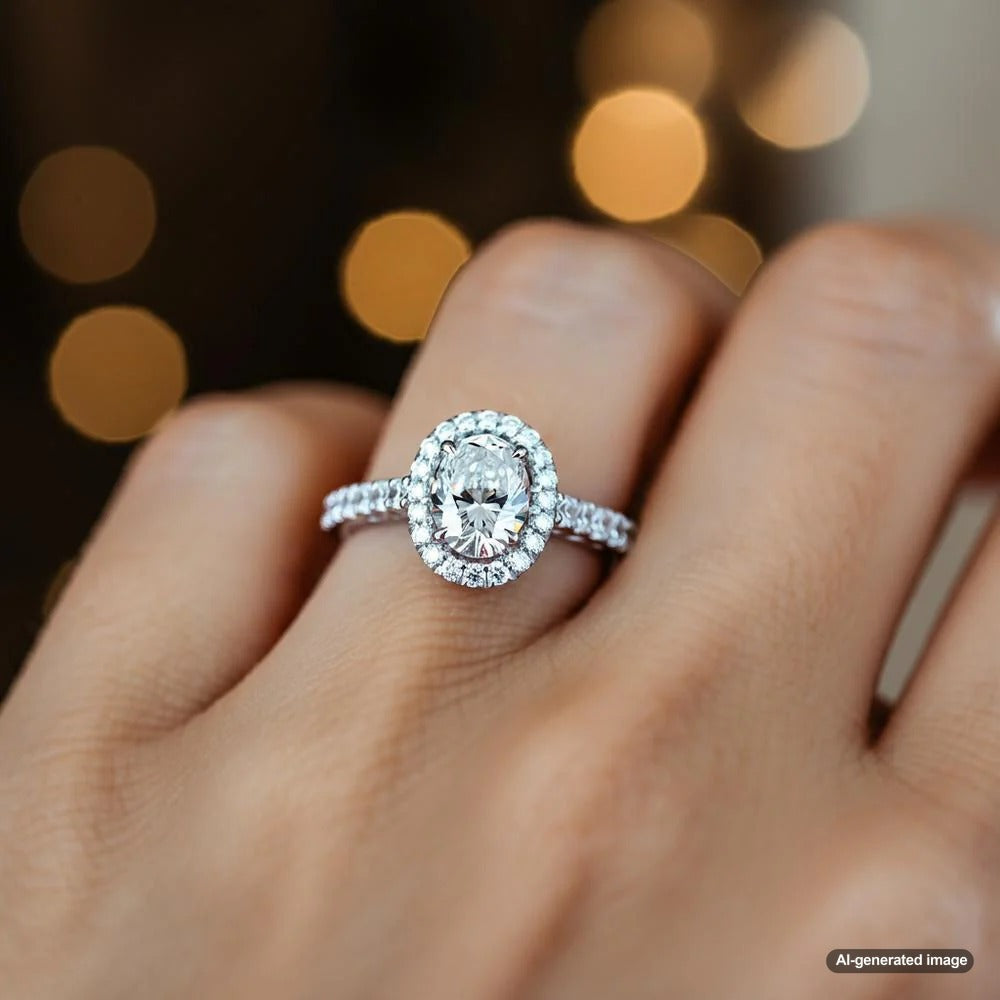 Various diamond sizes displayed on a hand for comparison