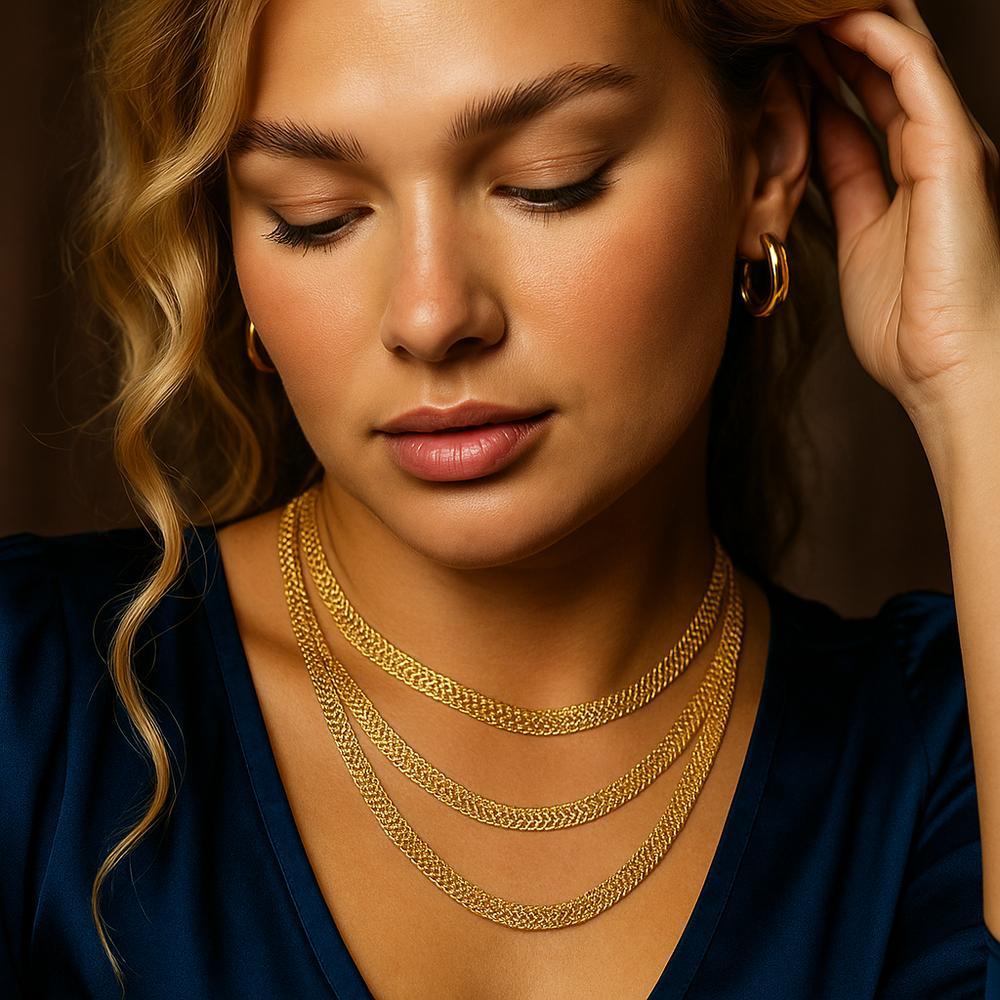 A luxurious Bismarck necklace showcasing intricate interlocking metal links