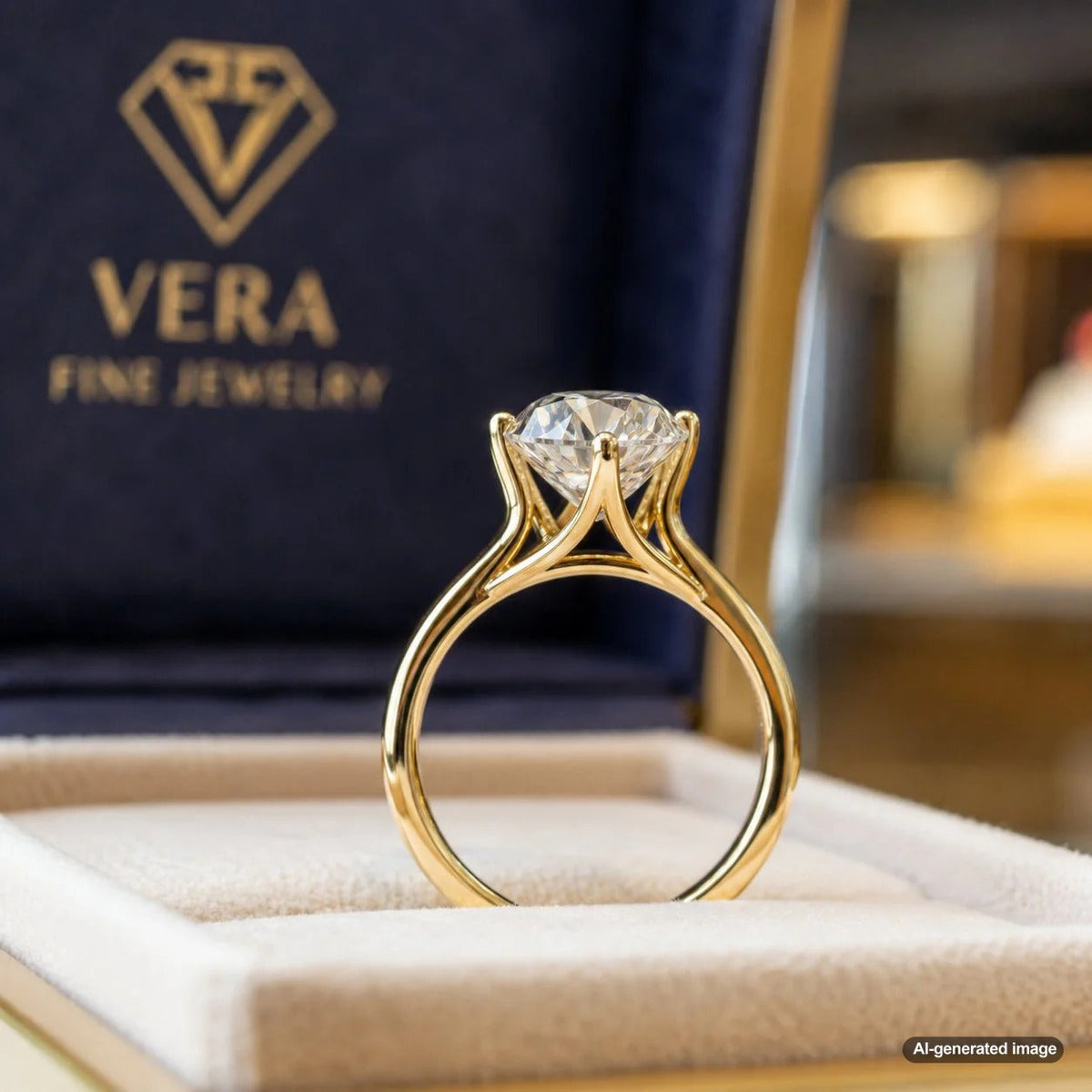 Elegant Cathedral Solitaire Engagement Ring showcasing raised diamond setting on a gold band
