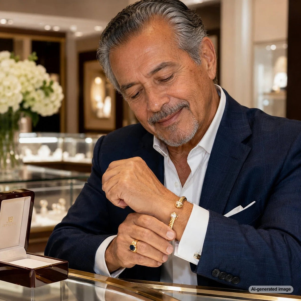 Elegant cuff bracelet on a wrist, showcasing the perfect fit and bold style
