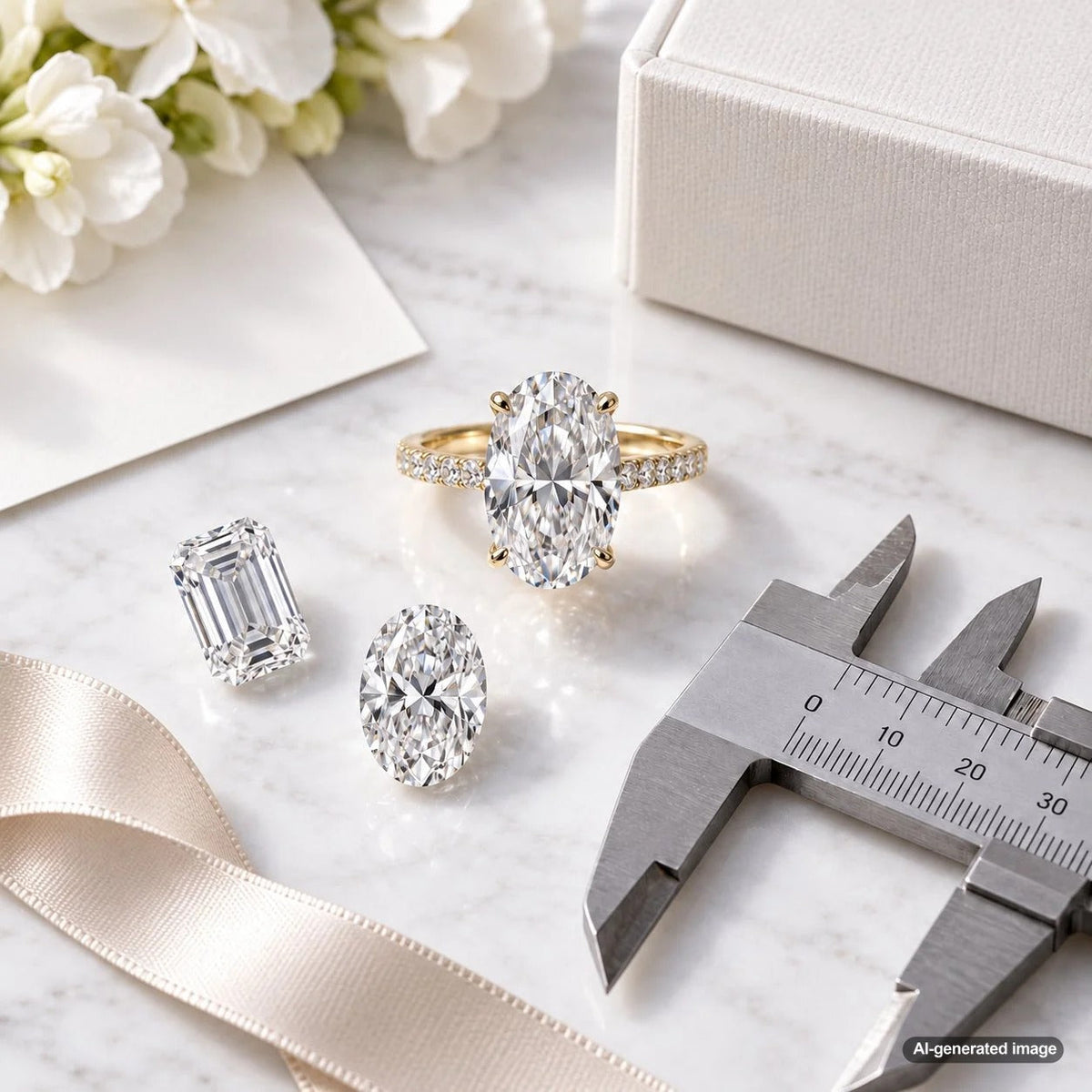 Diamond shapes demonstrating different length-to-width ratios for jewelry shoppers