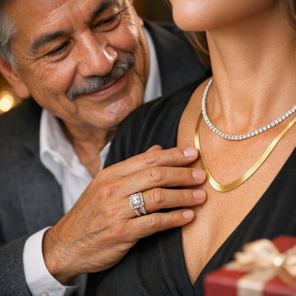 A stunning close-up of a gold herringbone chain necklace lying flat, showcasing its sleek and delicate woven texture.