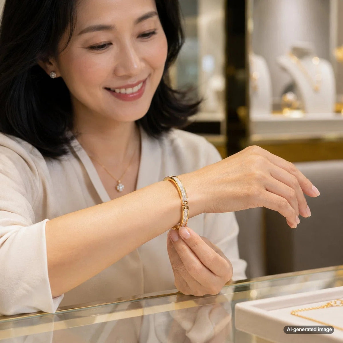 A stunning hinged bangle bracelet from Robinson's Jewelers, showcasing the hinge mechanism and elegant design.