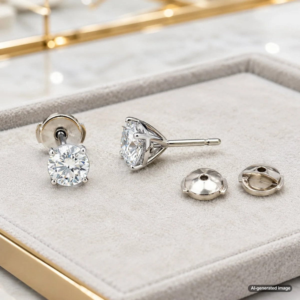 Close-up of a La Pousette locking earring back for secure fine jewelry and stud earrings