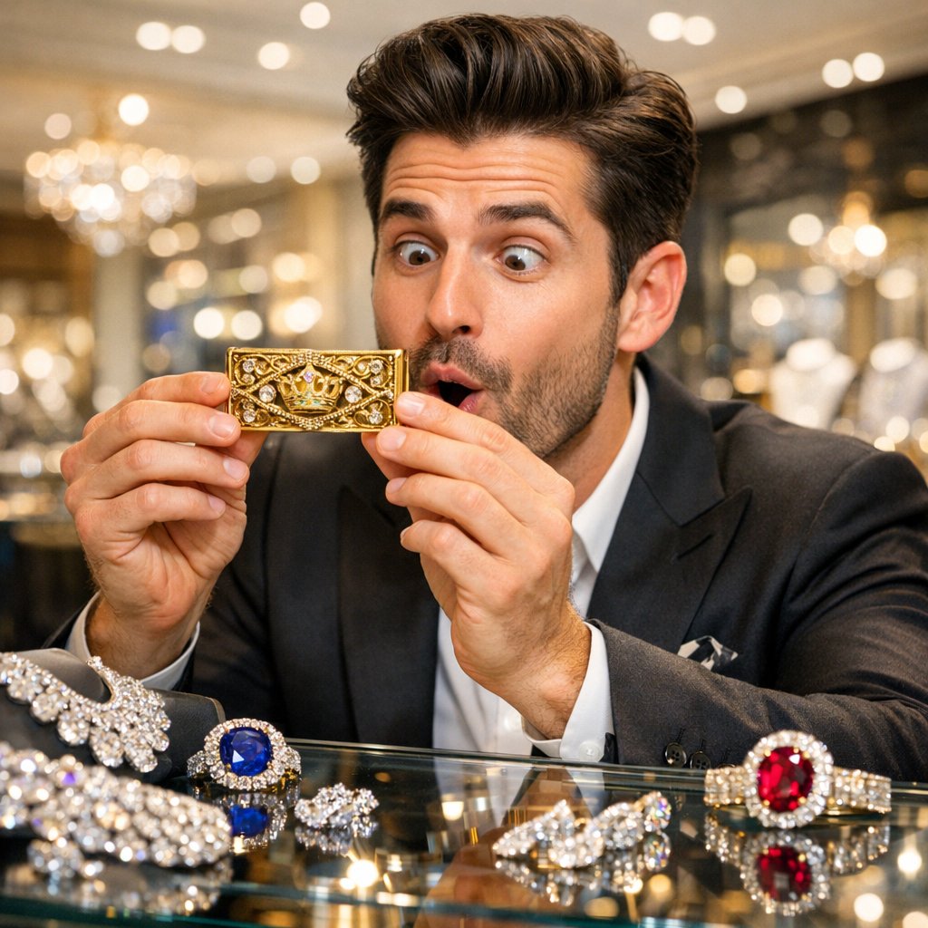 An elegant collection of luxury designer money clips made of gold and sterling silver, displayed on a dark surface, showcasing fine jewelry for men at Robinson's Jewelers.