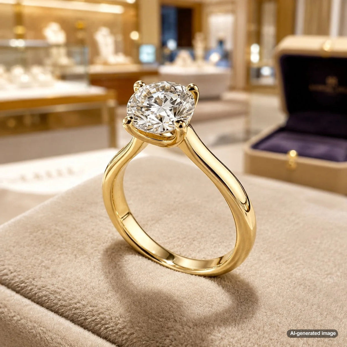 Reverse taper diamond engagement ring with widening shoulders highlighting the center stone