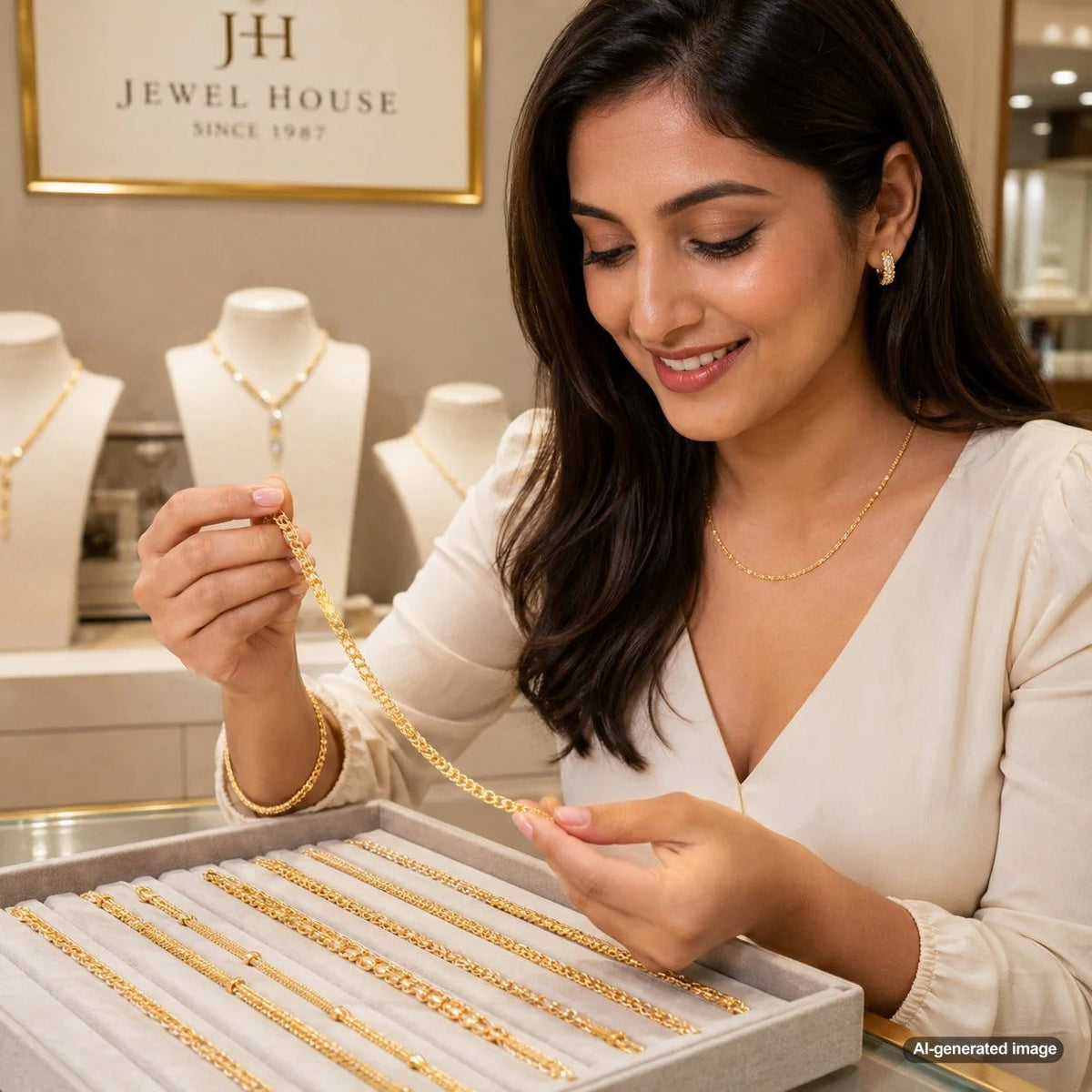 Elegant and durable wheat chain necklace from Robinson's Jewelers showcasing the intricate woven Spiga design.